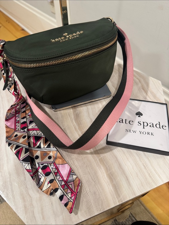 kate spade Handbags - Kate Spade Bag Watson Lane Varsity Stripe Green Pink Betty Nylon Belt Bag